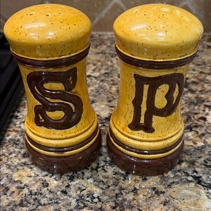 Rustic Yellow and Brown Salt and Pepper Shakers